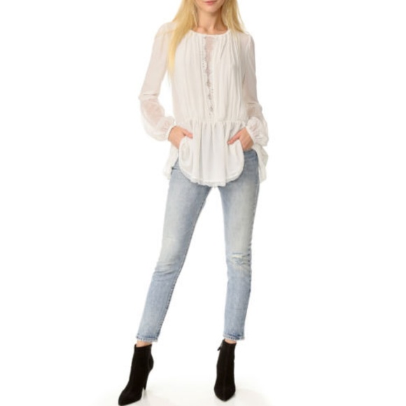 Free People Soul Serene Mesh Lace Blouse Top XS - Picture 6 of 7